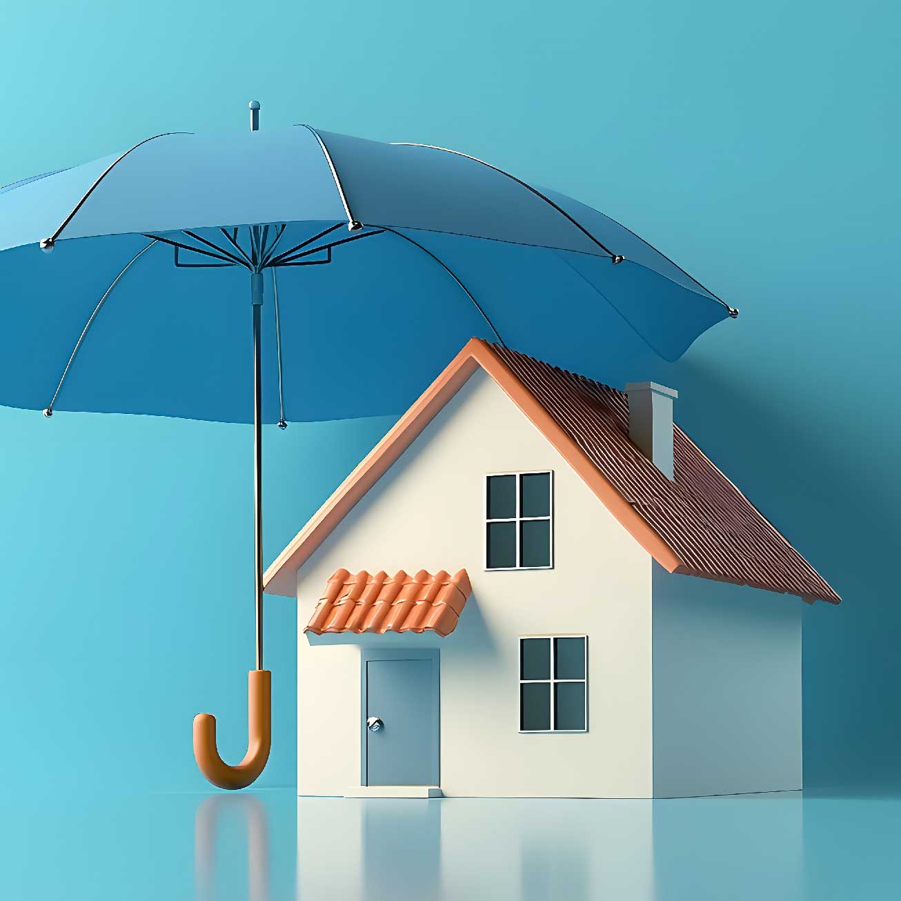 Maison abritée par un parapluie